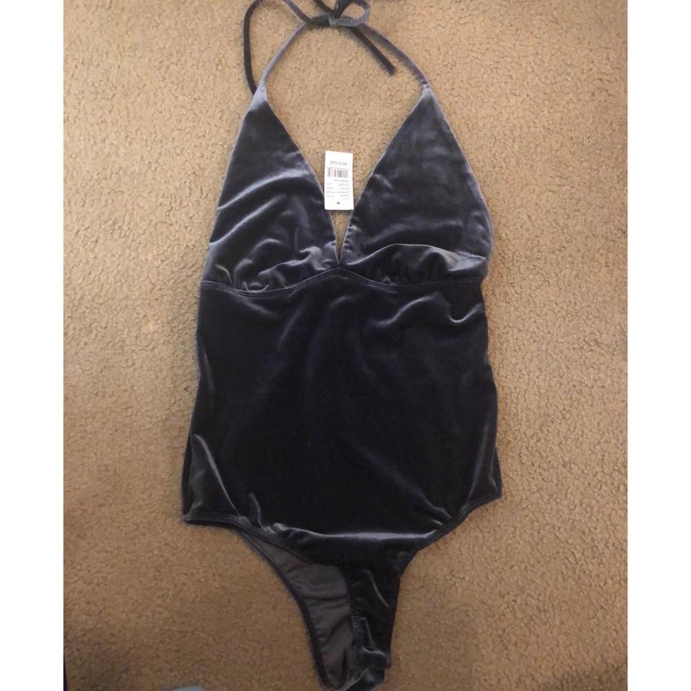Charcoal suede body suit